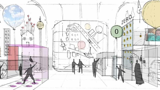 Konceptskiss för utställningen Zero City