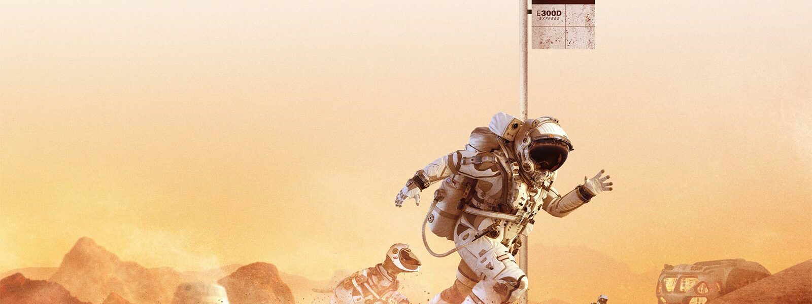 Man springer på mars